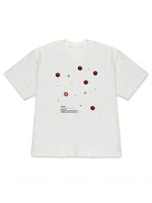 A Unique And Unusual Women's Casual, Off-The-Shoulder Short-Sleeve T-Shirt. Featuring Scattered Tomato Prints, This Plus-Size Couple's Short-Sleeve T-Shirt Embodies A Relaxed Summer Style. - 白色 - 查看 7