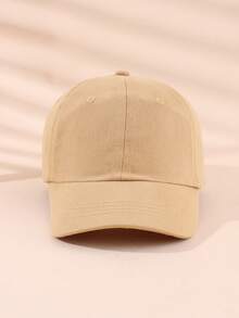 1pc Khaki Solid Color Adjustable Baseball Cap For Toddlers - Khaki - View 2
