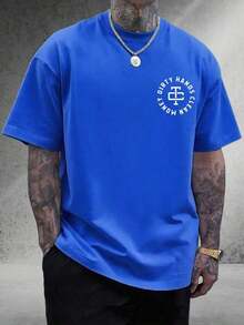 Cute Unisex Premium Casual T-Shirts, Men's Graphic Tee, Dirty Hands Clean ❤️ Money Daily Wear 100% Cotton Unisex Gift Idea For Him Or Her Urban Fashion Top - 藍色 - 查看 2