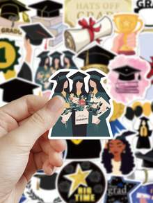 50pcs Graduation Season Stickers For Notebook, Phone Case, Guitar, Skateboard, Refrigerator Decor, Graduation Gift - Multicolor - View 4
