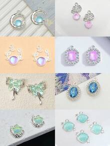 20件套什锦水钻DIY首饰配件，项链、耳环、手机链材料，时尚吊坠饰品 - 彩色 - 查看 10