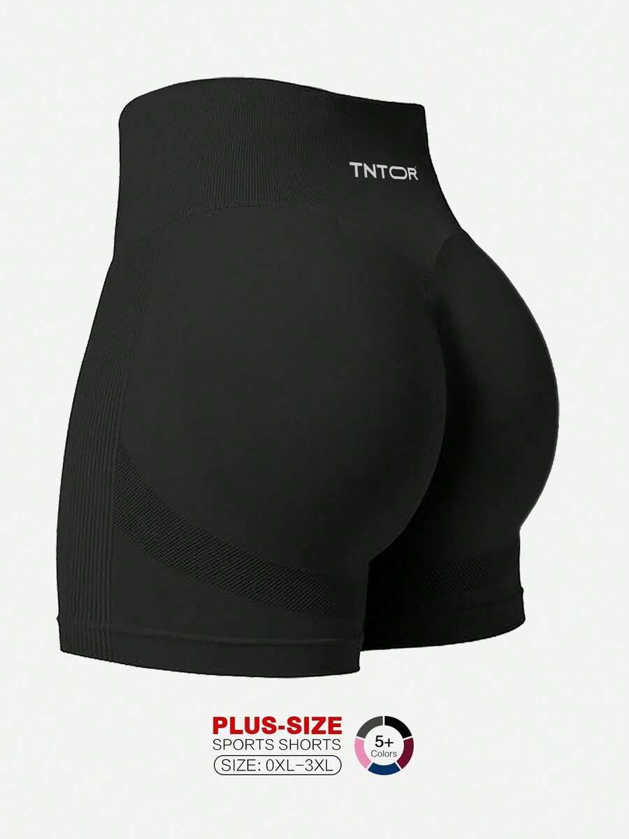 TNTOR Pantalones cortos de yoga elásticos para mujer de talla grande, de cintura alta, a prueba de sentadillas, control de abdomen, adecuados para entrenamiento, ejercicio, ciclismo, pantalones cortos de compresión para entusiastas del fitness, negro, deportes de verano
