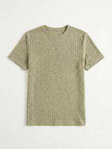 GRDR Men's Casual Minimalist Knit Short Sleeve Top, Summer - Khaki - View 8