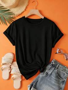 Women's 100% Cotton T-Shirt - Work Harder, Be Stronger - Suitable For The Office, Casual Daily Wear And Team-Building Activities - Breathable And Sweat-Wicking - Excellent Gift For Family And Business - Essential For Labor Day And Other Special Occasions. - 黑色 - 查看 3