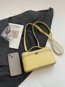 Women's New Box Shaped Shoulder Bag, Minimalist Fashion Crossbody Bag - Yellow - View 4