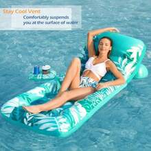 Jasonwell Flotadores Inflables para Alberca - Piscina Inflable para Adultos Flotadores para Alberca Lancha Inflatable Tanning Pool con Portavasos con Respaldo - Turquesa - Ver 6