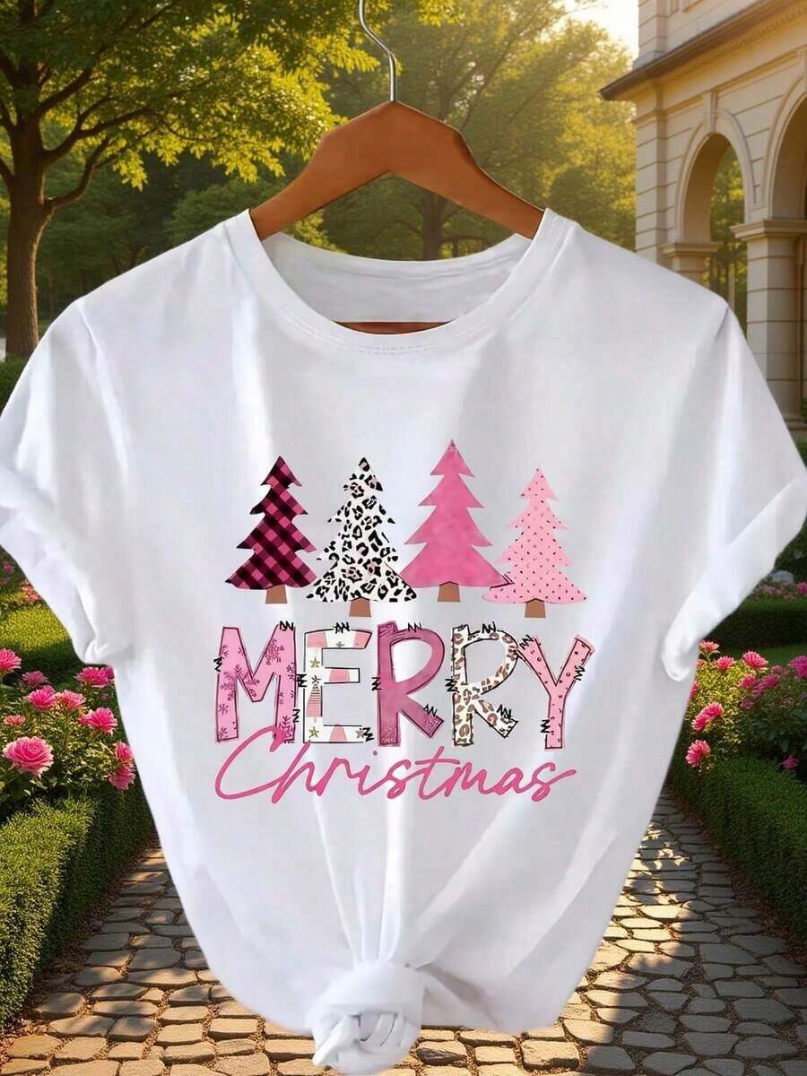 Talla Grande - Talla Grande - Camiseta con Estampado Gráfico Navideño - Diseño de Leopardo y Árbol de Navidad con Decoración de Letras de Feliz Navidad - Lavable a Máquina, Ropa de Regalo Festiva, Camisetas Navideñas, Ropa de Temporada, Diseño Festivo |     Estampado de animales adorables |     Estampado de letras divertidas |     Combinable con la moda callejera |     Ropa para el verano al aire libre o para el día a día |     Ropa diaria para chicas dulces o estudiantes |     Ropa fresca y sin sudor en verano |     Estampado de animales adorables |     Estampado de letras divertidas |     Combinable con la moda callejera |     Ropa para el verano al aire libre o para el día a día |     Ropa diaria para chicas dulces o estudiantes |     Ropa fresca y sin sudor en verano