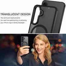 原裝霧面手機殼，適用於 Galaxy A17 A36 A26 A56 A57 A37 A07 S26ultra S24 S23 Ultra S22 Plus S25 FE 磁吸防護套，手機殼，手機配件，夏季 - 黑色 - 查看 7