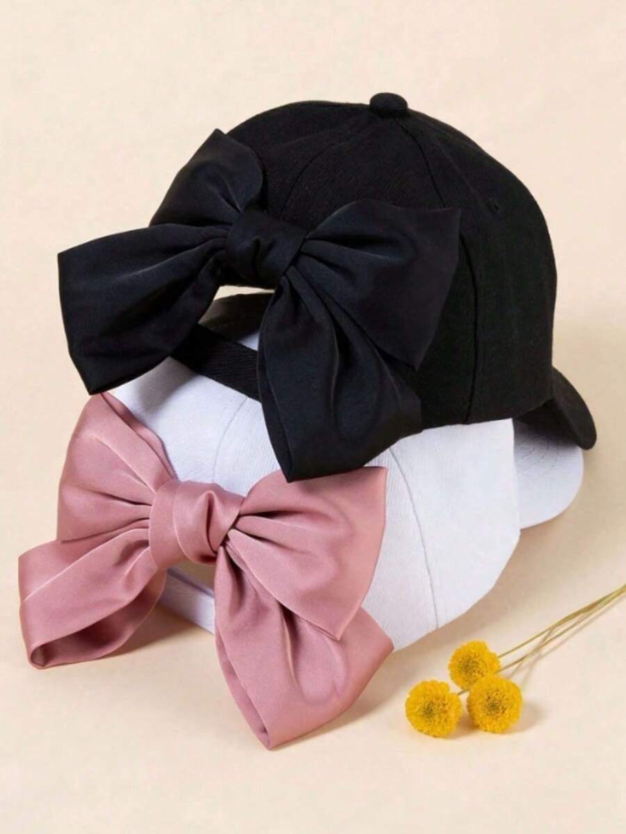 1顶休闲甜美宽松蝴蝶结装饰棒球帽 - 优雅缎面蝴蝶结设计,遮阳卡车帽,适合Y2K户外旅行和休闲装扮,女士款 - 款式1 - 查看 1