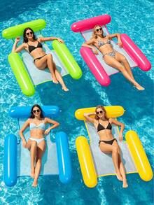 1pc Solid Color Inflatable Adult Pool Float Chair, Vibrant Colors, Durable PVC Hammock Lounge With Armrests And Headrest, Relaxation At Beach, Lake And Swimming Pool. Adult Swimming Pool Float, Available With Pump Set - Multicolor - View 7