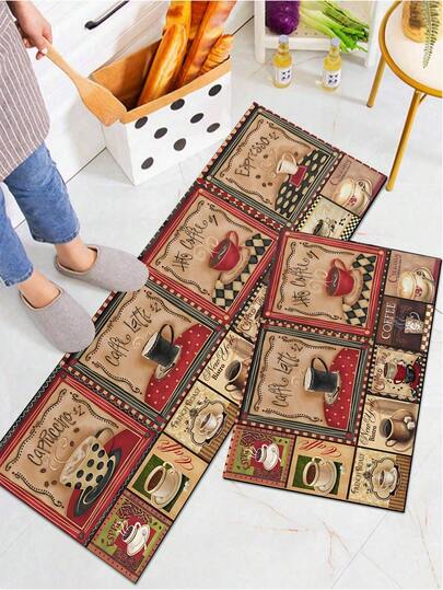 1/2 Pieces Of Retro Coffee Kitchen Mat, Made Of Diatomite, Water And Oil Absorption, Anti-Skid, Anti-Fouling, Quick Drying, Very Suitable For Bathroom, Corridor, Entrance, Indoor, Room Decoration, Kitchen, Restaurant, Small Office/Home Office, Laundry Room, Home And Room Decoration.