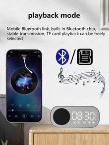 多功能蓝牙音箱闹钟，双模式音乐播放，床头时钟音箱带LED数字显示屏，便携式蓝牙音箱，多模式音乐播放器，家用桌面音箱 - 查看 3