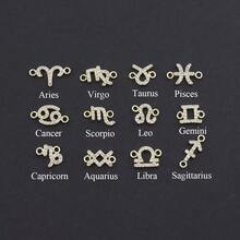 2Pcs/Set Classic Zodiac Eye Hamsa Hand Golden Stainless Steel Bead Chain Layered Chain Bracelets For Women - Yellow Gold - View 4