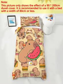 Set Perlengkapan Tidur Anak Capybara 2/3pcs (Seri Musim Semi/Panas) Sarung Selimut Cetak Dua Sisi Cocok Untuk Anak-anak, Remaja, Laki-laki dan Perempuan, Penggunaan Sepanjang Musim Dengan Resleting (Isi Tidak Termasuk) Ukuran Sarung Bantal 50x75cm 100% Serat Poliester - MultiWarna - View 3