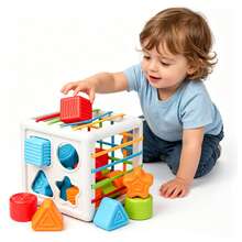 8pcs Montessori Multi-Sensory Shape Toys & Cube Storage Box, Shape Matching Baby Toys For Girls & Boys Birthday Gift, Toddler Development Learning Toys, Learning & Fine Motor Skills Training - Multicolor - View 3