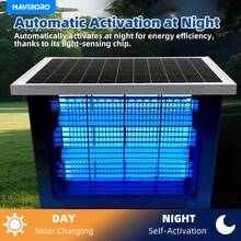 HAVIRORO Powerful Large Solar Bug Zapper Outdoor For 2000Sq.Ft, Poartable Rechargeable Mosquito Zapper With High Powered, Cordless Solar Fly Zapper For Patio Garden Backyard RV Camping Pond Pest Control - Black - View 5
