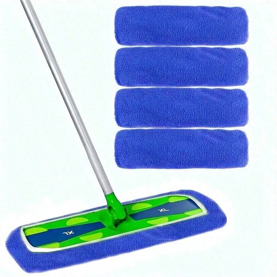 (10pcs/5pcs/3pcs/1pc) Extra Large Reusable Washable Mop Replacement Pads, Durable For Pet Hair And Dust Cleaning, Easily Absorbs Cat And Dog Hair And Debris - Blue - View 1