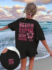 Clothing 2025 - Girls' Loose-Fitting Short-Sleeved Shirt, Medium To Large Size, Men's Summer Outfit - Black - View 3