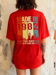 Women's Blouses. Celebrating 1982, A Limited Edition Full Of Grandeur In Vibrant Color Blocks. Women's T-Shirt, 100% Soft And Comfortable Cotton For A Casual Chic And Fun Look. - 紅色的 - 查看 12