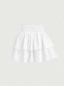 Nueva llegada Falda mini de cintura alta adelgazante tipo pastel, dulce y picante para mujeres en primavera - Blanco - Ver 2