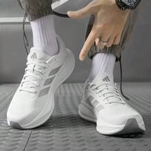 Adidas Zapatillas de running transpirables, con amortiguación, ligeras, versátiles y resistentes al desgaste, unisex - Blanco/Plata - Ver 2