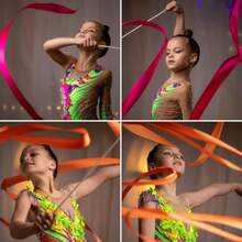 QJUSLIN 12pcs Rhythmic Dance Ribbons Gym Ribbons Streamers Dancing Streamers, Rotating Baton, for Artistic Dancing - como en la imagen - Ver 7