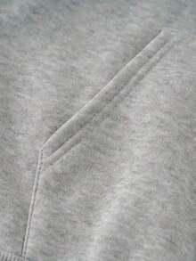 MURAMASA Hombres Capucha con estampado de letra con cordón con bolsillo de canguro - Gris - Ver 3