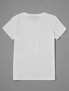 Soft Three-Tone White T-Shirt With White Floral Print - Casual Short-Sleeved Round Neck Top For Women, Soft And Loose Fit, A Must-Have For Spring/Summer Fashion, Elegant Blouses For Women. - 白色 - 查看 2