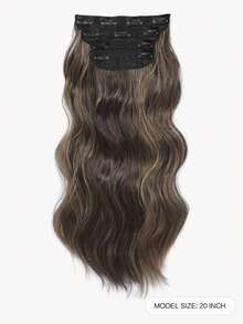 20inch Hair Extensions Clip In, 4PCS Wavy Hair Extension, Light Brown With Golden Highlights Hair Extensions For Women - Piano Color - View 2