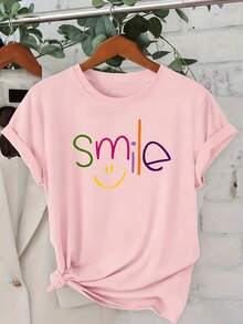 Elegant Casual Women's T-Shirt With Print And Round Neck, Suitable For Spring And Summer, Vintage T-Shirt For Everyday Wear, A Perfect Gift For Him, Shipped From A Local Warehouse In The USA, A Great Choice For The Holidays. - 黑色 - 查看 6