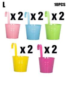 [Flower Pot: Rainbow Color]Garden Decoration, Outdoor And Garden Supplies, Colorful Metal Hanging Flower Pot With Built-In Hook, Suitable For Gardening Enthusiasts Decorative Flower Pot, Vintage Balcony Plant Bucket Suitable For Balcony, Fence, Yard, Home Gardening Decoration, Garden Decoration, Best Gift For Family And Friends - New Model - View 30