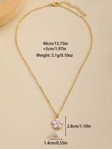 1 chiếc vòng cổ mặt dây chuyền hình hoa anh đào kiểu Baroque đính ngọc trai giả, màu men vàng nhạt, phong cách Y2K, thích hợp đeo hàng ngày hoặc làm quà tặng sinh nhật cho nữ. - Vàng - Xem 5