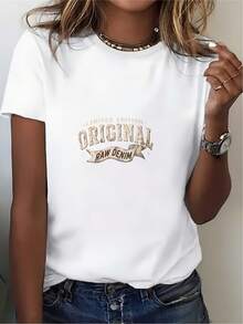 Limited Edition Original Raw Denim T-Shirt, 180g, White, Casual Style For Family Gatherings And Team Building Events, Perfect For Summer Festivals And Gifts - 白色 - 查看 7