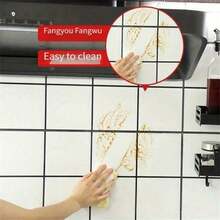 1roll High-Temperature Resistant Ceramic Tile Wall Sticker - Oil-Proof And Waterproof Self-Adhesive Wallpaper For Kitchen, Cabinet, Stove, And Fume Machine - Waterproof Sticker - View 4
