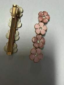 2件組極簡百搭小花水晶髮夾，適合日常使用，髮飾夾 - 彩色 - 查看 3