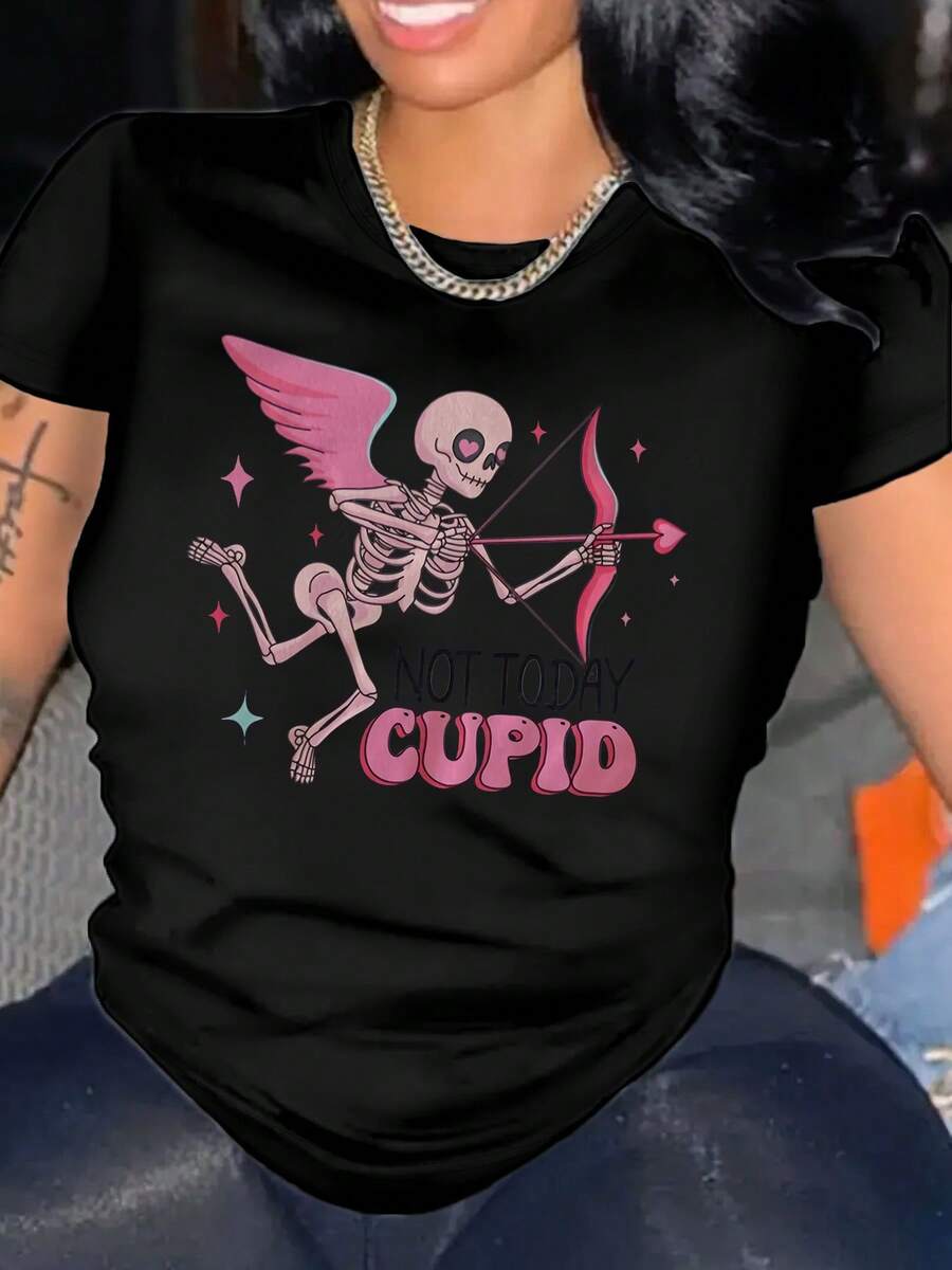 Soft, Breathable, And Lightweight For All-Day Comfort. Solid Color Halloween T-Shirt, Casual Printed Crew Neck Tee, Short-Sleeve Casual Top For Spring And Summer, Women's Clothing. Classic Crew Neck With A Relaxed Fit That Flatters All Body Shapes And Is Easy To Pair With Jeans, Shorts, And Leggings. - 黑色 - 查看 1