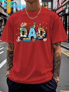 (Disney Licensed)Disney Toy Story "DAD" Full Characters Graphic Tee Men's Oversized Crew Neck Short Sleeve T-Shirt, Casual Streetwear With All Toy Story Crew Print, Fun Father's Day Party Loose Fit Casual Top, Mens Clothes, Men, Ropa De Hombre, Summer Clothes, Men Shirts, Graphic Tees, Disney Outfits Men, Graphic Tees, Camisetas Para Hombre, Camisas Para Hombre, Summer Outfits For Men, Father's Day Gift, Perfect Gift For Family And Friends, Which Are Necessary For Birthday Parties, Disney Shirts, Mens Clothes, Summer Clothes, Officially Licensed Disney T-Shirts, Disney Men's And Women's Spring/Summer Fashion Casual Short-Sleeve T-Shirts - Đỏ - Xem 1
