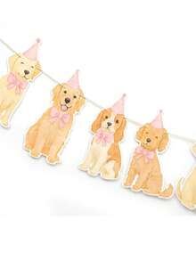 金毛寻回犬生日横幅、金毛寻回犬花环横幅、小狗主题派对装饰、狗狗生日快乐装饰、适合生日背景装饰的宠物小狗派对用品 - 小狗 - 查看 3