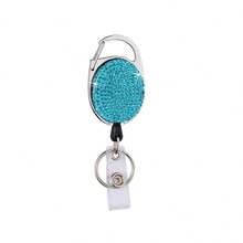 1pc Colorful Rhinestone Retractable ID Badge Reel, Adjustable Length, Hard Shell ID Card Holder Keychain Suitable For Metro Card, ID Card, Work Badge, Student ID, Exhibition Badge, Event Pass - Clay With Diamonds - View 23