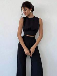 Conjunto de dos piezas para mujer para uso diario - Negro - Ver 2