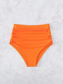 Swim Vcay Bragas bikini de cintura alta fruncido - Naranja - Ver 3