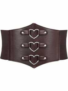 1 chiếc thắt lưng corset da màu tối cỡ lớn dành cho nữ, khóa kim loại phong cách Punk, thích hợp cho các lễ hội âm nhạc, Halloween và các buổi tiệc. - Cà phê nâu - Xem 2
