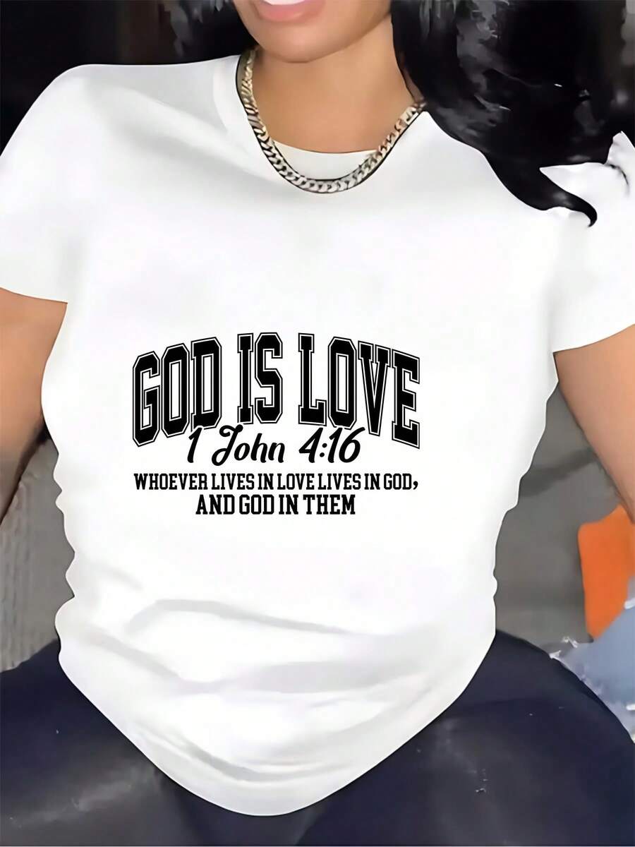 Camiseta del Amor Sagrado |   1 Juan 4:16 |   Un regalo inspirador para familias devotas, ideal para actividades religiosas y actividades de team building corporativas. |   Camiseta suave de 180 gramos, adecuada para las celebraciones de Pascua y primavera, ropa cristiana unisex a la moda. - Blanco - Ver 1