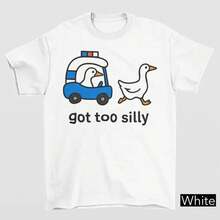 Camiseta de la policía de Silly Goose, Camiseta con meme de "Me volví demasiado tonto", Camiseta humorística, Camiseta para amantes de los animales, Camiseta divertida de ganso, Camiseta de arresto de Silly Goose, vibes de verano - Blanco - Ver 2