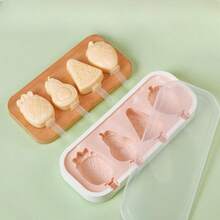 1 pieza Molde de silicona para pudín/helado con formas de dibujos animados (animales, frutas) Molde para hacer helado en casa, ligero y fácil de usar, esencial para el verano - Blanco - Ver 8