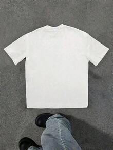1 pieza de ropa de algodón para niñas, camiseta con estampado de letras inspirada en Y2K - Cuello redondo casual, manga corta, lavable a máquina - Perfecta para primavera/verano/otoño, moda, ropa urbana, unisex, para hombres y mujeres. - Blanco - Ver 3