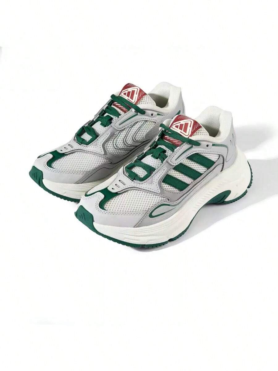 Adidas 新款女鞋復古百搭厚底增高休閒運動鞋 - 白色/綠色/灰色 - 查看 1