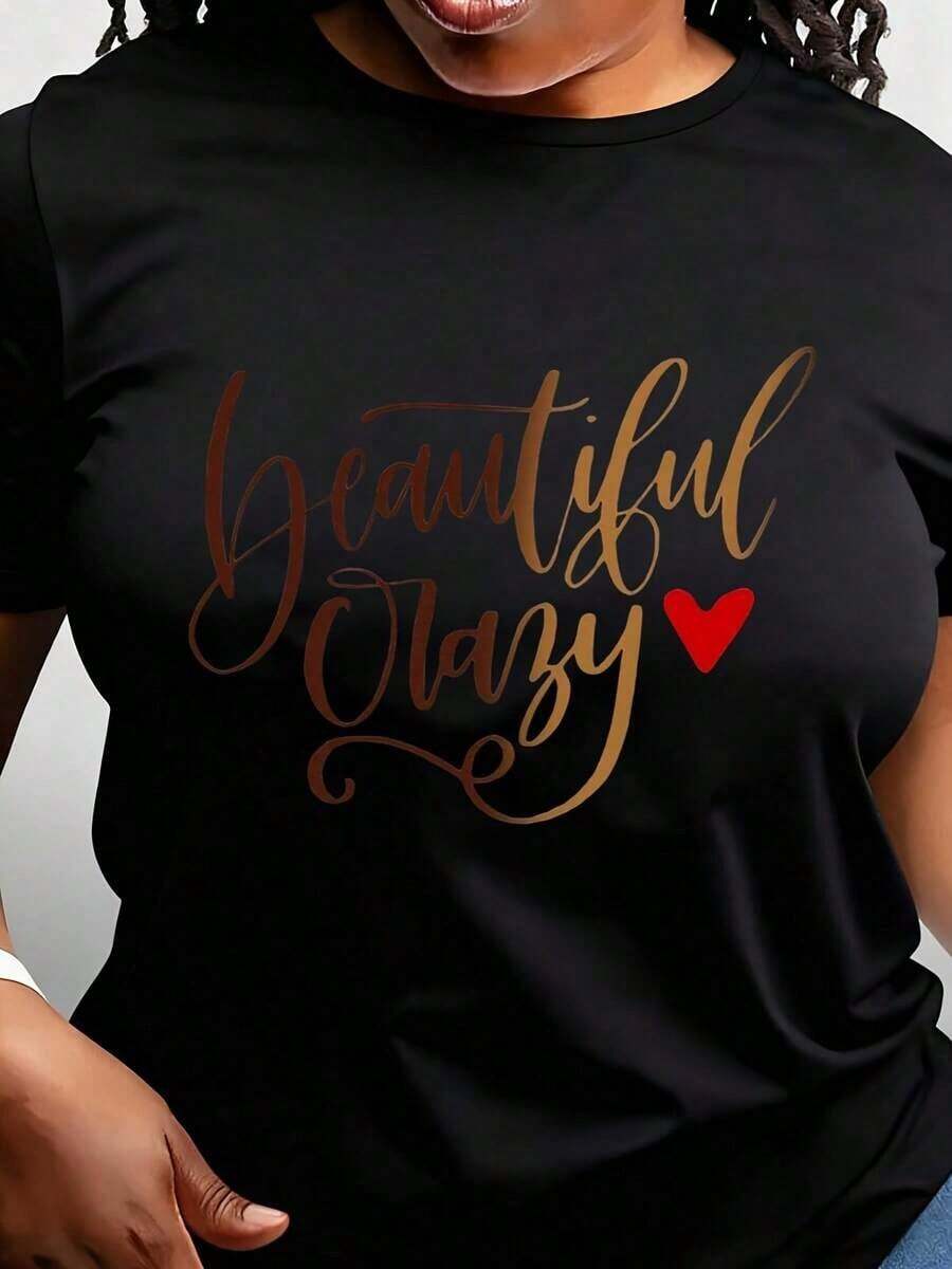 Suave, transpirable y ligera para comodidad durante todo el día. Camiseta blanca para mujer con letras cursivas doradas y un acento de corazón rosa-dorado - Blusa corta de cuello redondo, suave y transpirable, ideal para despedidas de soltera, vestidos para fiestas nupciales, regalo para damas de honor, top casual y elegante. Cuello redondo clásico con un corte relajado que favorece todas las formas del cuerpo y es fácil de combinar con jeans, shorts y leggings. - Negro - Ver 1