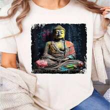 Camiseta Casual para Mujer con Estampado Moderno |   Cómodo, de manga corta, tela para todas las estaciones, lavable a máquina, adecuado para varias vacaciones, cuello redondo, diseño geométrico, ligeramente elástico. - Verde - Ver 1