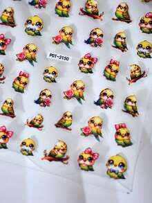 1pc Cute Parrot Nail Stickers, Self-Adhesive One-Time Embossed Nail Art Decor, Adorable Style Suitable For Gatherings With Friends, Vivid Pattern Easy To Apply And Firmly Stick - Multicolor - View 5